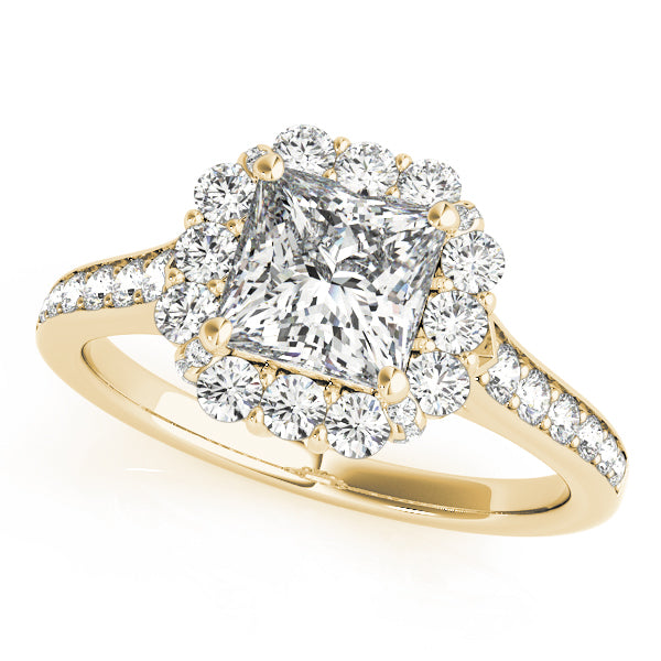 Magnificent 2.10ct F VS1 Princess Cut Lab-Grown Diamond Halo Engagement Ring in 14K Gold