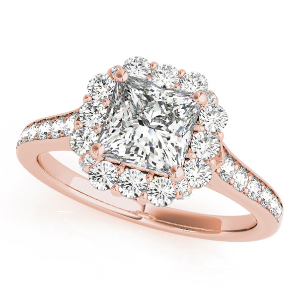 Magnificent 2.10ct F VS1 Princess Cut Lab-Grown Diamond Halo Engagement Ring in 14K Gold