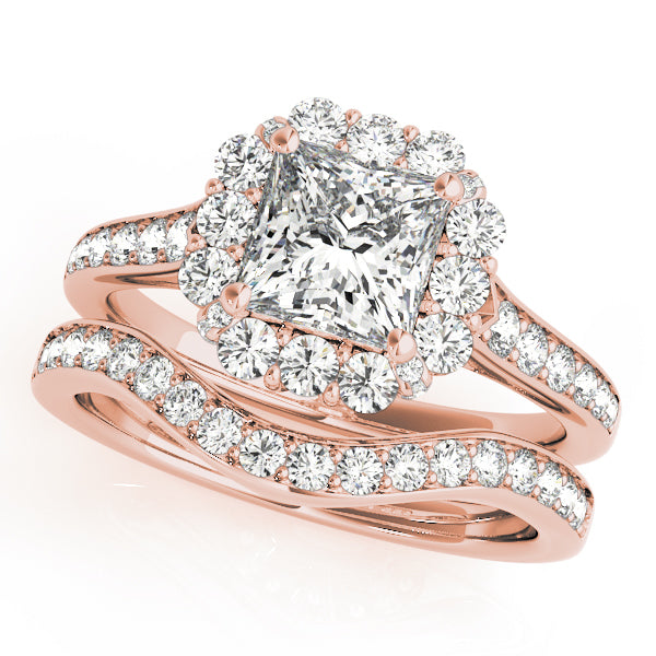 Magnificent 2.10ct F VS1 Princess Cut Lab-Grown Diamond Halo Engagement Ring in 14K Gold
