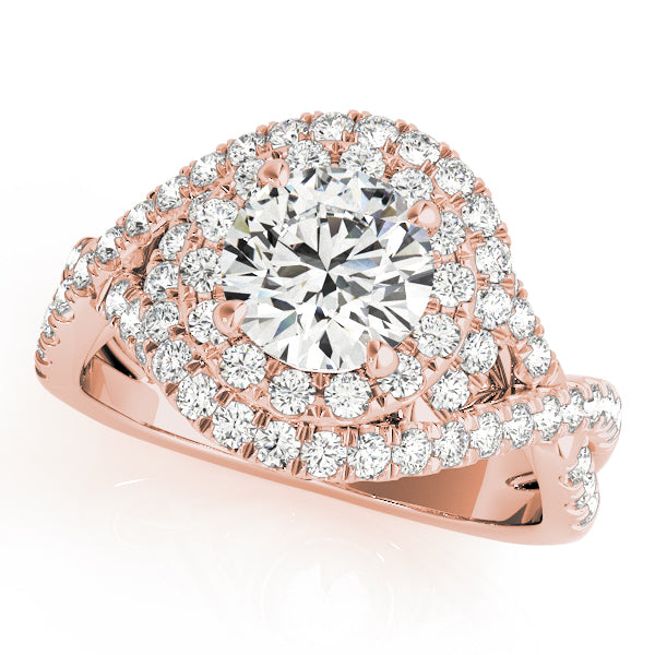Glowing 1.00ct F VS1 Sparkling Round Lab-Grown Diamond Halo Engagement Ring in 14K Gold