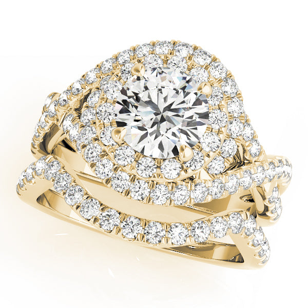 Glowing 1.00ct F VS1 Sparkling Round Lab-Grown Diamond Halo Engagement Ring in 14K Gold