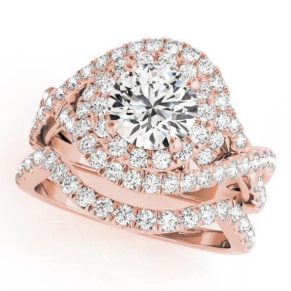 Glowing 1.00ct F VS1 Sparkling Round Lab-Grown Diamond Halo Engagement Ring in 14K Gold