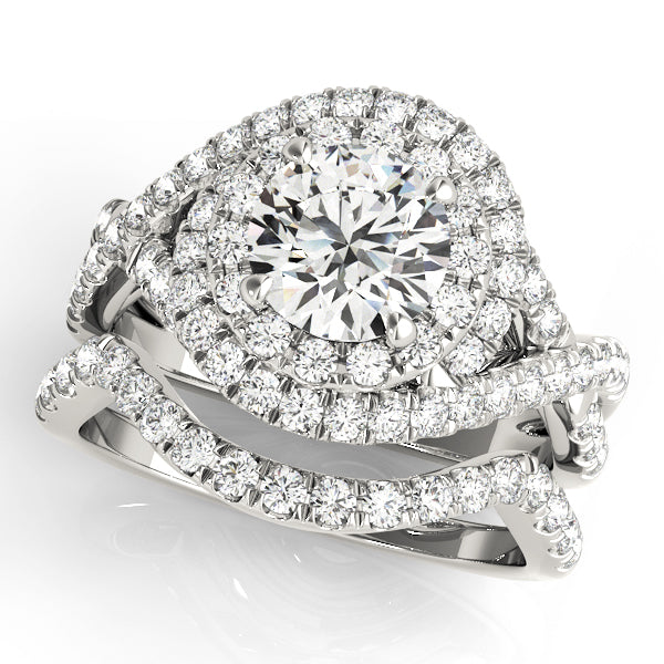Glowing 1.00ct F VS1 Sparkling Round Lab-Grown Diamond Halo Engagement Ring in 14K Gold