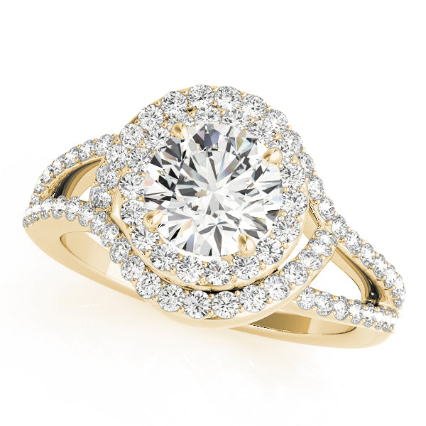 Luminous 1.00ct F VS1 Round Lab-Grown Diamond Halo Engagement Ring in 14K Gold