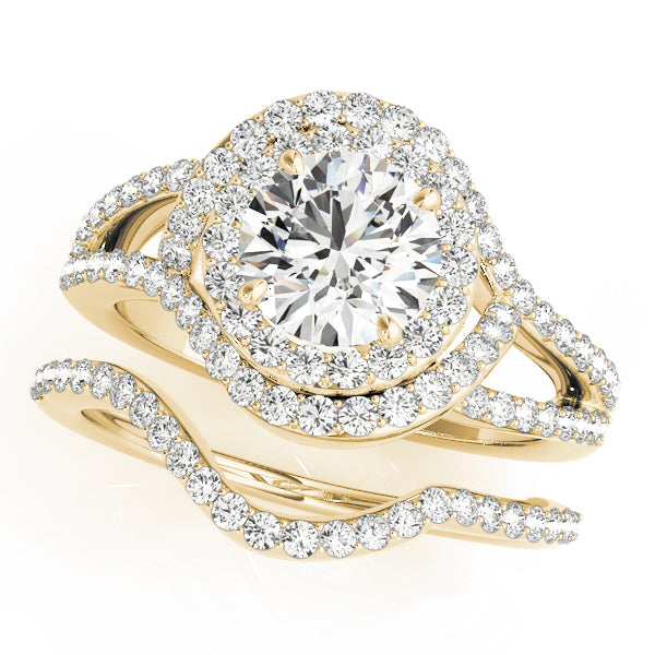 Luminous 1.00ct F VS1 Round Lab-Grown Diamond Halo Engagement Ring in 14K Gold