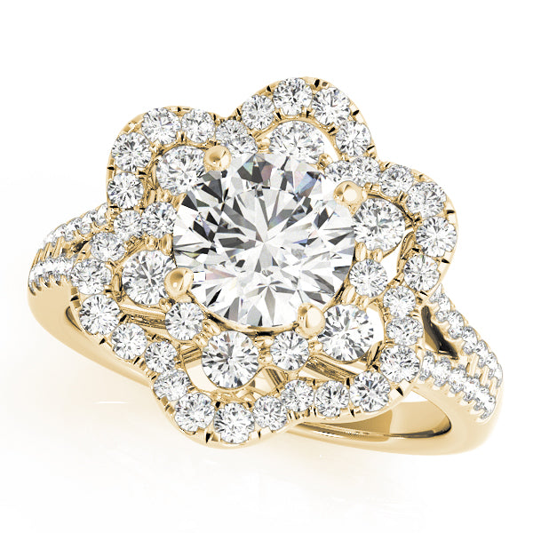 2.00ct F VS1 Striking Round Lab-Grown Diamond Halo Engagement Ring in 14K Gold