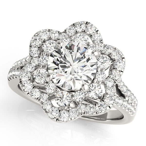2.00ct F VS1 Striking Round Lab-Grown Diamond Halo Engagement Ring in 14K Gold