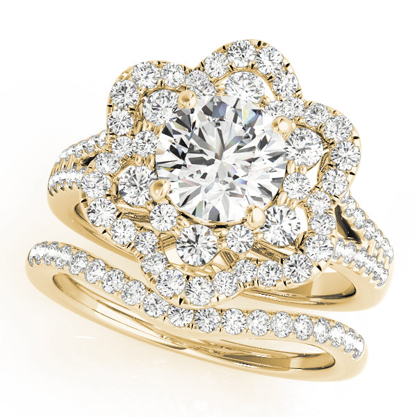 2.00ct F VS1 Striking Round Lab-Grown Diamond Halo Engagement Ring in 14K Gold