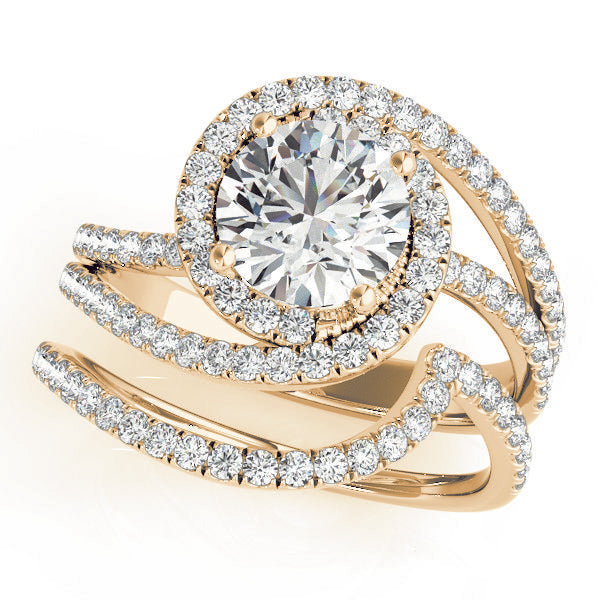 2.00ct F VS1 Fiery Round Lab-Grown Diamond Halo Engagement Ring in 14K Gold
