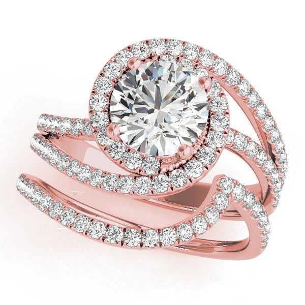 2.00ct F VS1 Fiery Round Lab-Grown Diamond Halo Engagement Ring in 14K Gold