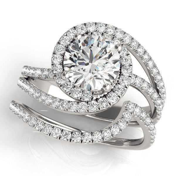 2.00ct F VS1 Fiery Round Lab-Grown Diamond Halo Engagement Ring in 14K Gold