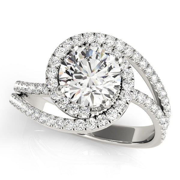 2.00ct F VS1 Fiery Round Lab-Grown Diamond Halo Engagement Ring in 14K Gold