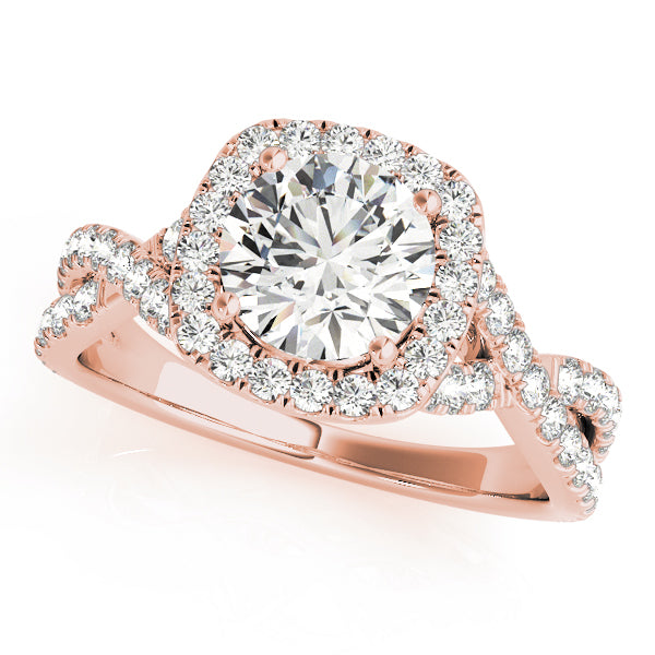 1.00ct F VS1 Enchanting Round Lab-Grown Diamond Halo Engagement Ring in 14K Gold