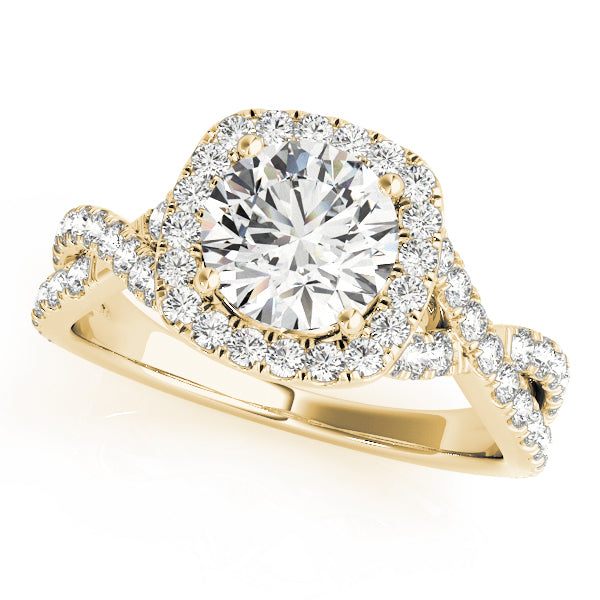 1.00ct F VS1 Enchanting Round Lab-Grown Diamond Halo Engagement Ring in 14K Gold