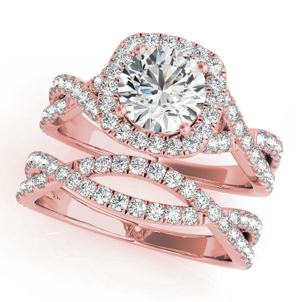 1.00ct F VS1 Enchanting Round Lab-Grown Diamond Halo Engagement Ring in 14K Gold