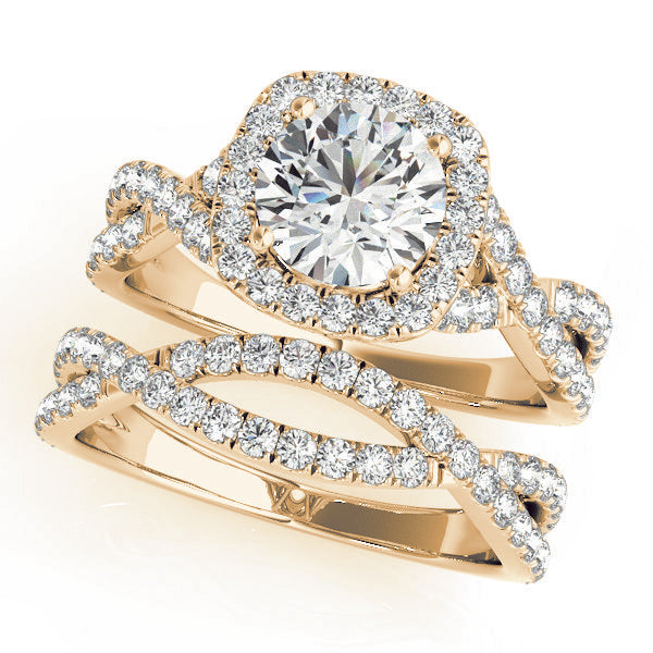 1.00ct F VS1 Enchanting Round Lab-Grown Diamond Halo Engagement Ring in 14K Gold