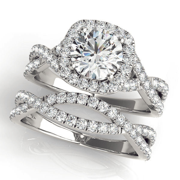 1.00ct F VS1 Enchanting Round Lab-Grown Diamond Halo Engagement Ring in 14K Gold