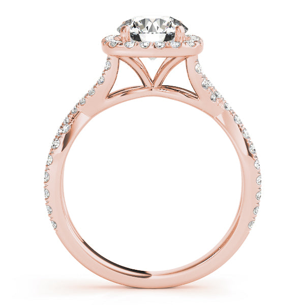 1.00ct F VS1 Enchanting Round Lab-Grown Diamond Halo Engagement Ring in 14K Gold
