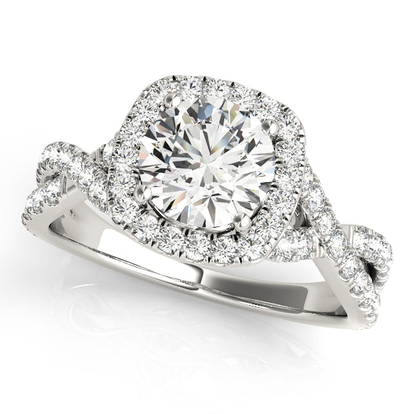 1.00ct F VS1 Enchanting Round Lab-Grown Diamond Halo Engagement Ring in 14K Gold