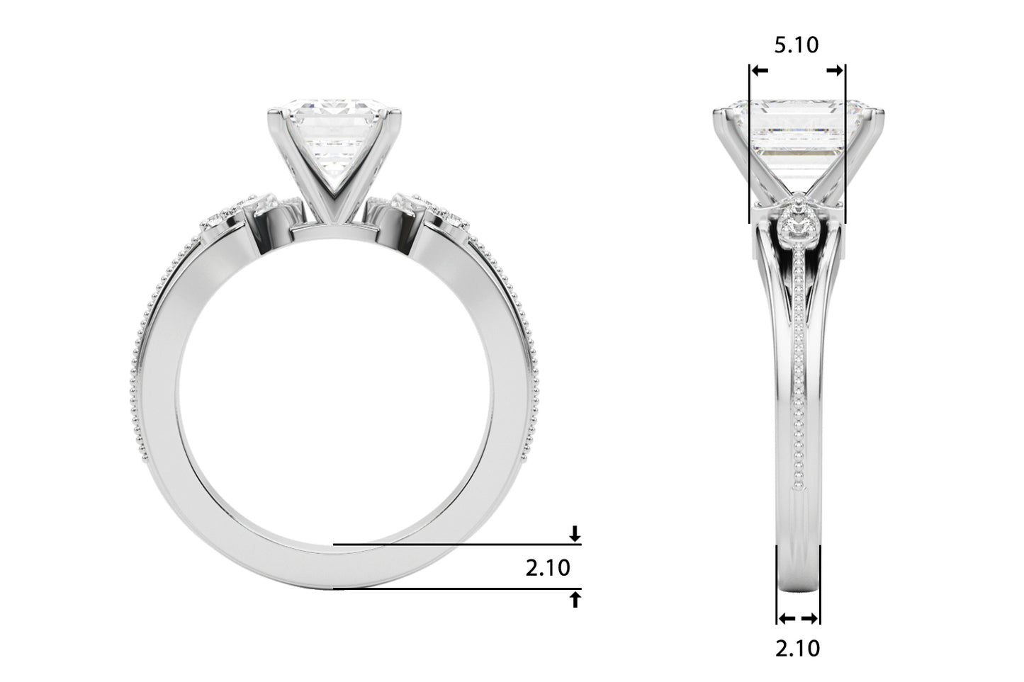 Exquisite 2.00ct F VS1 Emerald-Cut Lab-Grown Diamond Halo Engagement Ring in 14K Gold