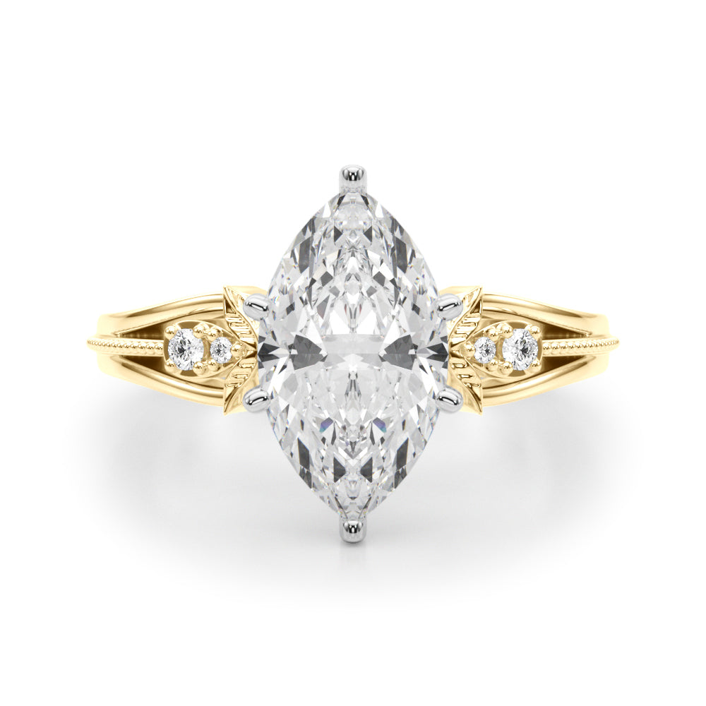 Majestic 2.00ct F VS1 Marquise-Cut Lab-Grown Diamond Halo Engagement Ring in 14K Gold