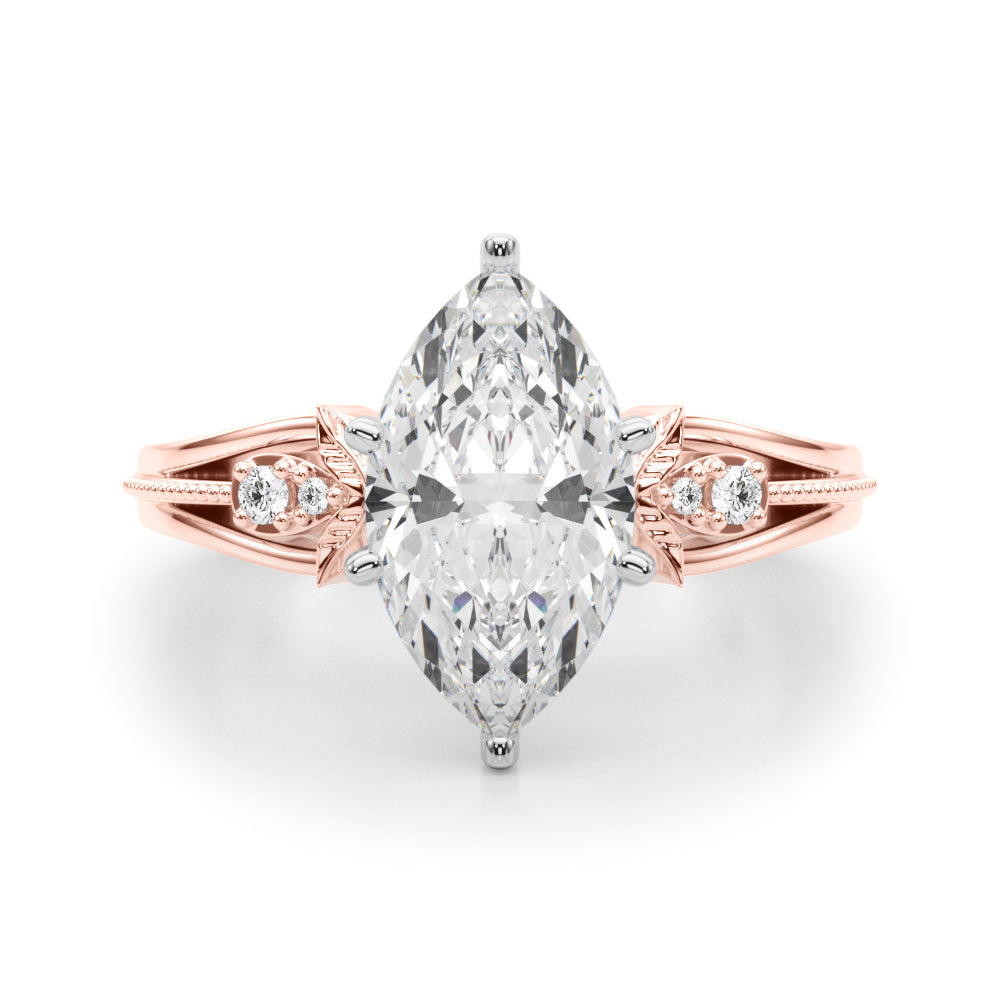 Majestic 2.00ct F VS1 Marquise-Cut Lab-Grown Diamond Halo Engagement Ring in 14K Gold