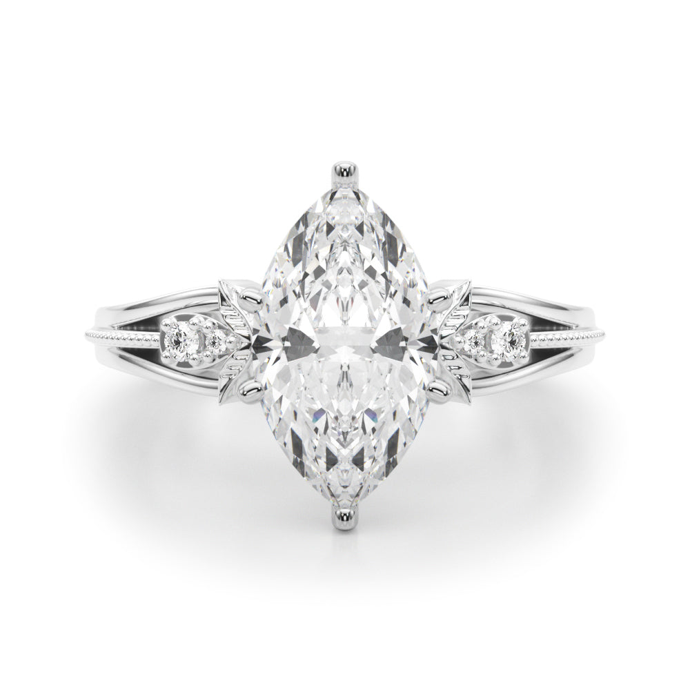 Majestic 2.00ct F VS1 Marquise-Cut Lab-Grown Diamond Halo Engagement Ring in 14K Gold