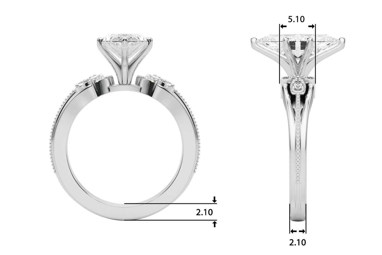 Majestic 2.00ct F VS1 Marquise-Cut Lab-Grown Diamond Halo Engagement Ring in 14K Gold
