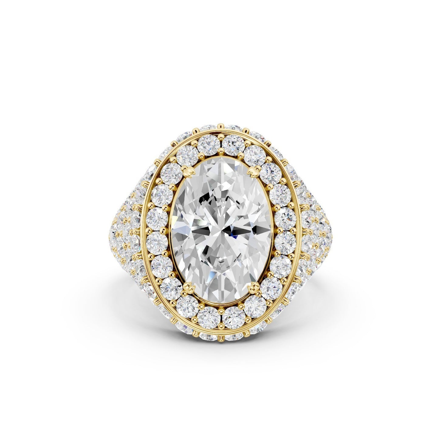 Men's 14k Flooded Lab Diamond Ring with a 3Ct. F color VS1 Center Stone