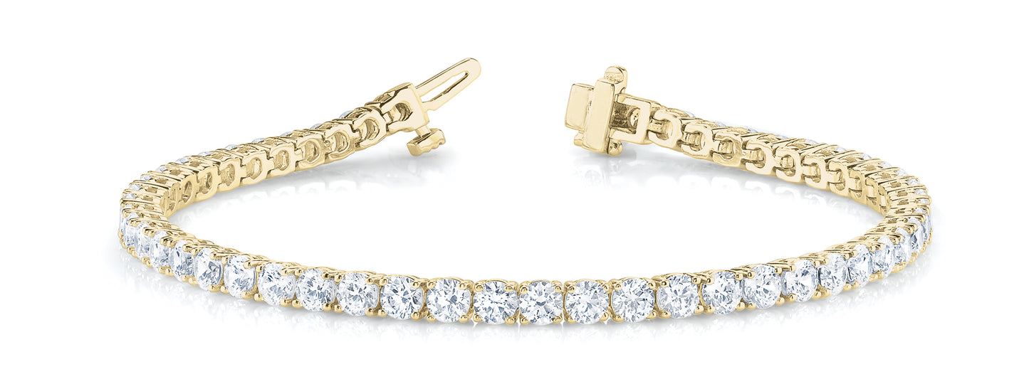 Stunning 14K Yellow Gold Tennis Bracelet with 6.94 Carat Natural Diamond SI1-2 G-H 7" Length