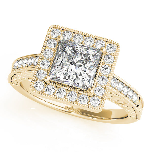 Graceful 2.10ct F VS1 Princess Cut Lab-Grown Diamond Halo Engagement Ring in 14K Gold