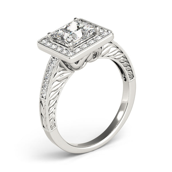 Graceful 2.10ct F VS1 Princess Cut Lab-Grown Diamond Halo Engagement Ring in 14K Gold