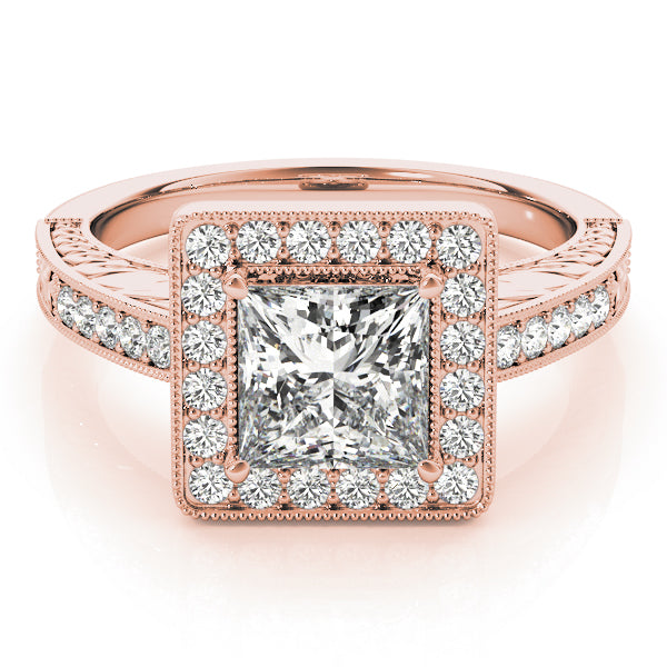 Graceful 2.10ct F VS1 Princess Cut Lab-Grown Diamond Halo Engagement Ring in 14K Gold