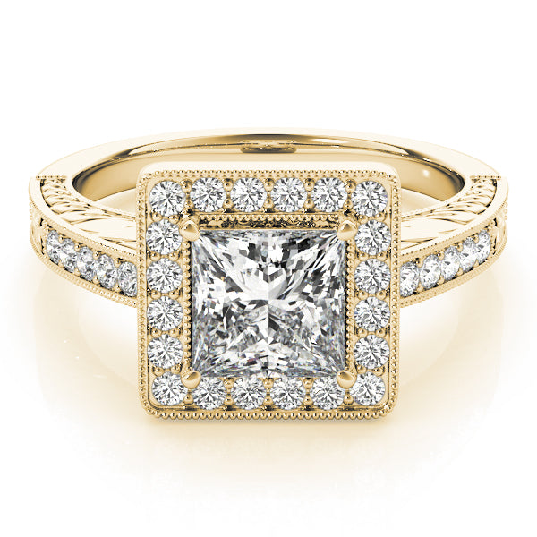 Graceful 2.10ct F VS1 Princess Cut Lab-Grown Diamond Halo Engagement Ring in 14K Gold