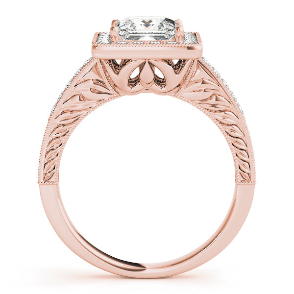 Graceful 2.10ct F VS1 Princess Cut Lab-Grown Diamond Halo Engagement Ring in 14K Gold