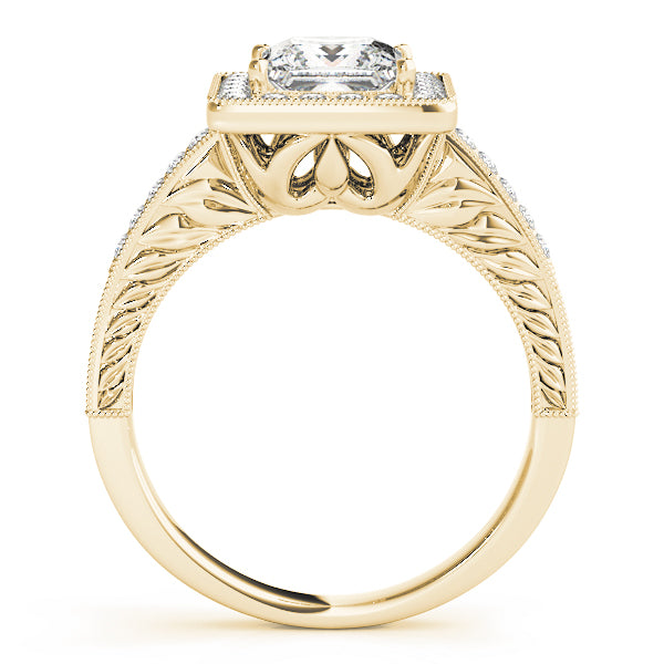 Graceful 2.10ct F VS1 Princess Cut Lab-Grown Diamond Halo Engagement Ring in 14K Gold