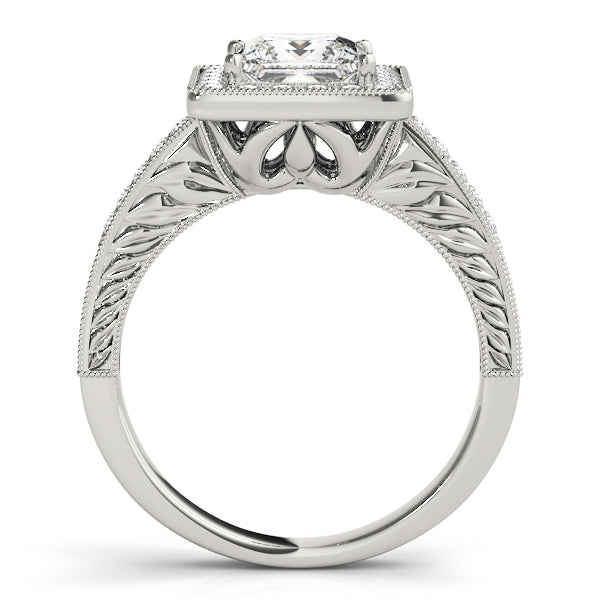 Graceful 2.10ct F VS1 Princess Cut Lab-Grown Diamond Halo Engagement Ring in 14K Gold