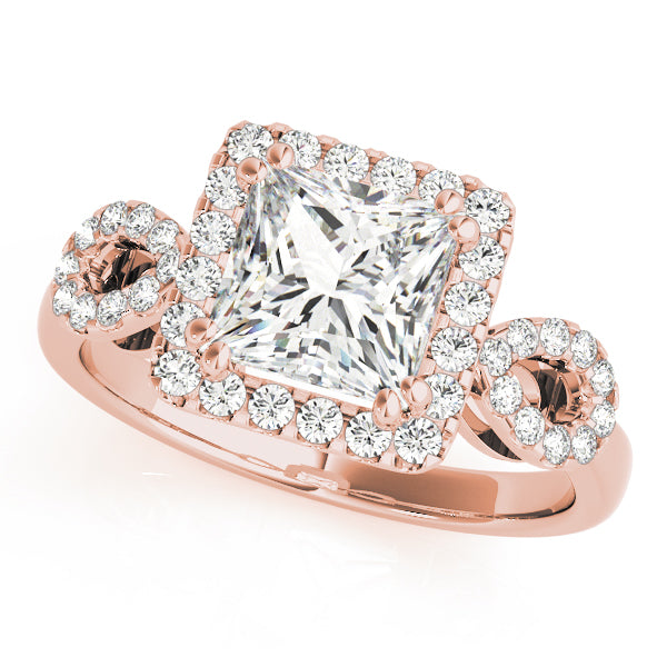 Exquisite Artisan 2.10ct F VS1 Princess Cut Lab-Grown Diamond Halo Engagement Ring in 14K Gold