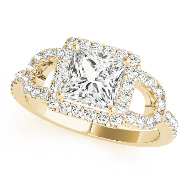 Elegantly Designed 2.10ct F VS1 Precision-Cut Princess Halo Engagement Ring in 14K Gold