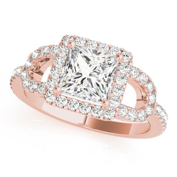 Elegantly Designed 2.10ct F VS1 Precision-Cut Princess Halo Engagement Ring in 14K Gold