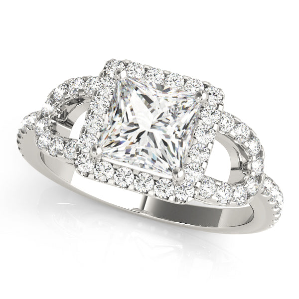 Elegantly Designed 2.10ct F VS1 Precision-Cut Princess Halo Engagement Ring in 14K Gold