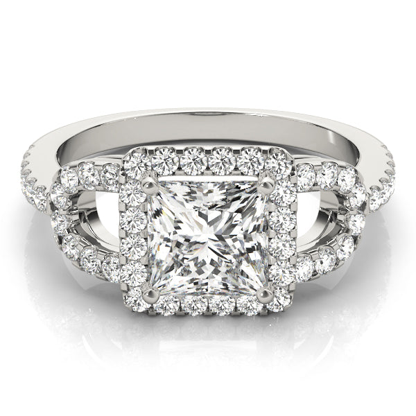 Elegantly Designed 2.10ct F VS1 Precision-Cut Princess Halo Engagement Ring in 14K Gold