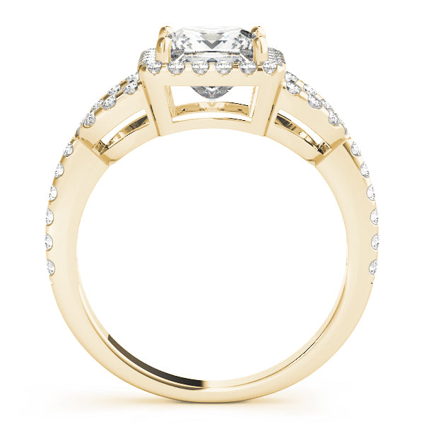 Elegantly Designed 2.10ct F VS1 Precision-Cut Princess Halo Engagement Ring in 14K Gold