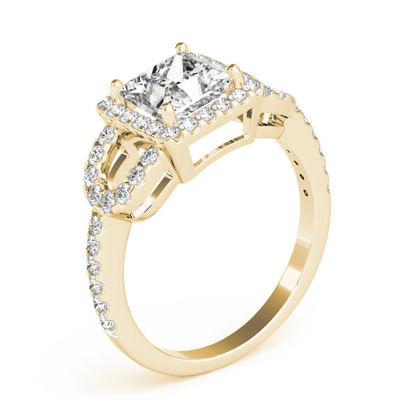 Elegantly Designed 2.10ct F VS1 Precision-Cut Princess Halo Engagement Ring in 14K Gold