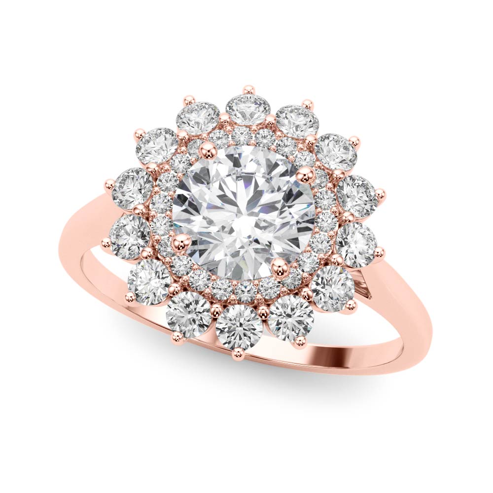 1.00ct F VS1 Celestial Round Lab-Grown Diamond Halo Engagement Ring in 14K Gold