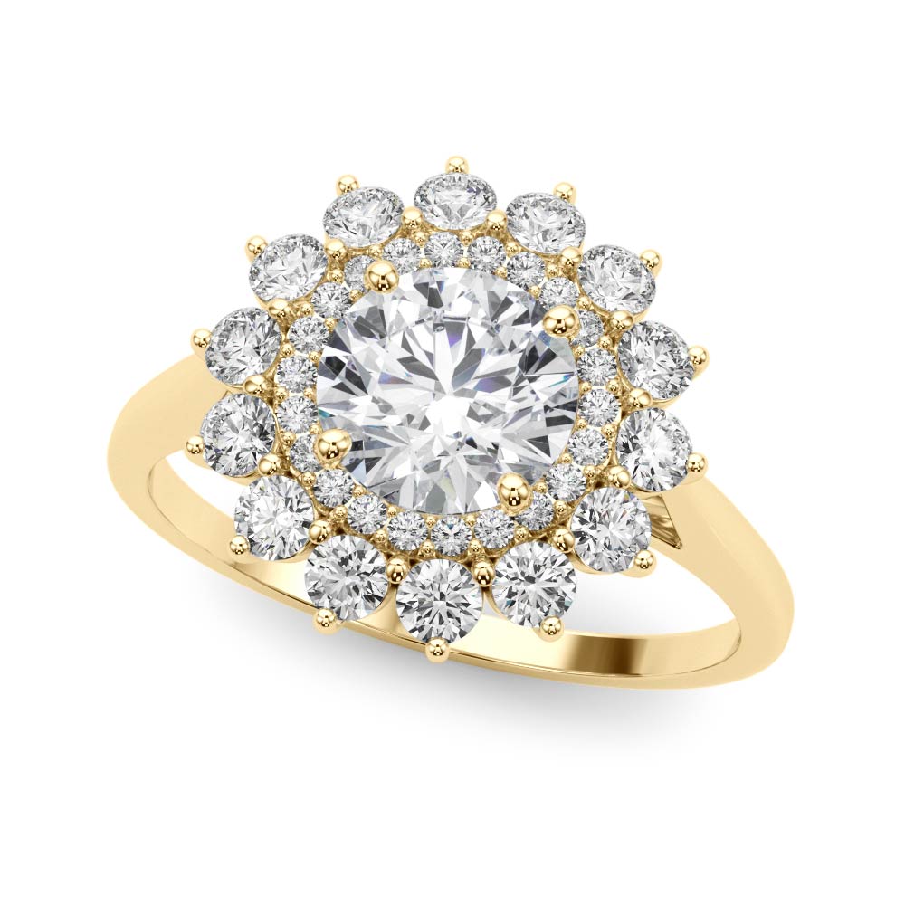 1.00ct F VS1 Celestial Round Lab-Grown Diamond Halo Engagement Ring in 14K Gold