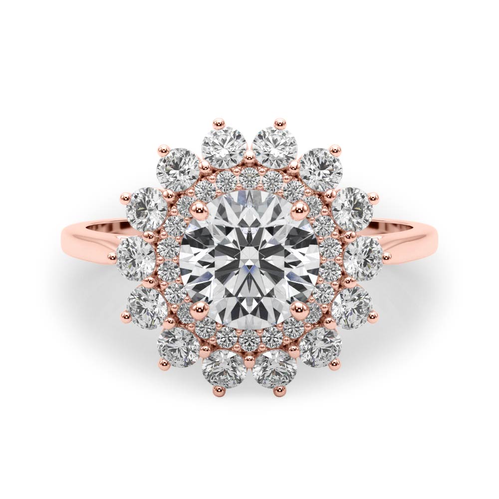 1.00ct F VS1 Celestial Round Lab-Grown Diamond Halo Engagement Ring in 14K Gold