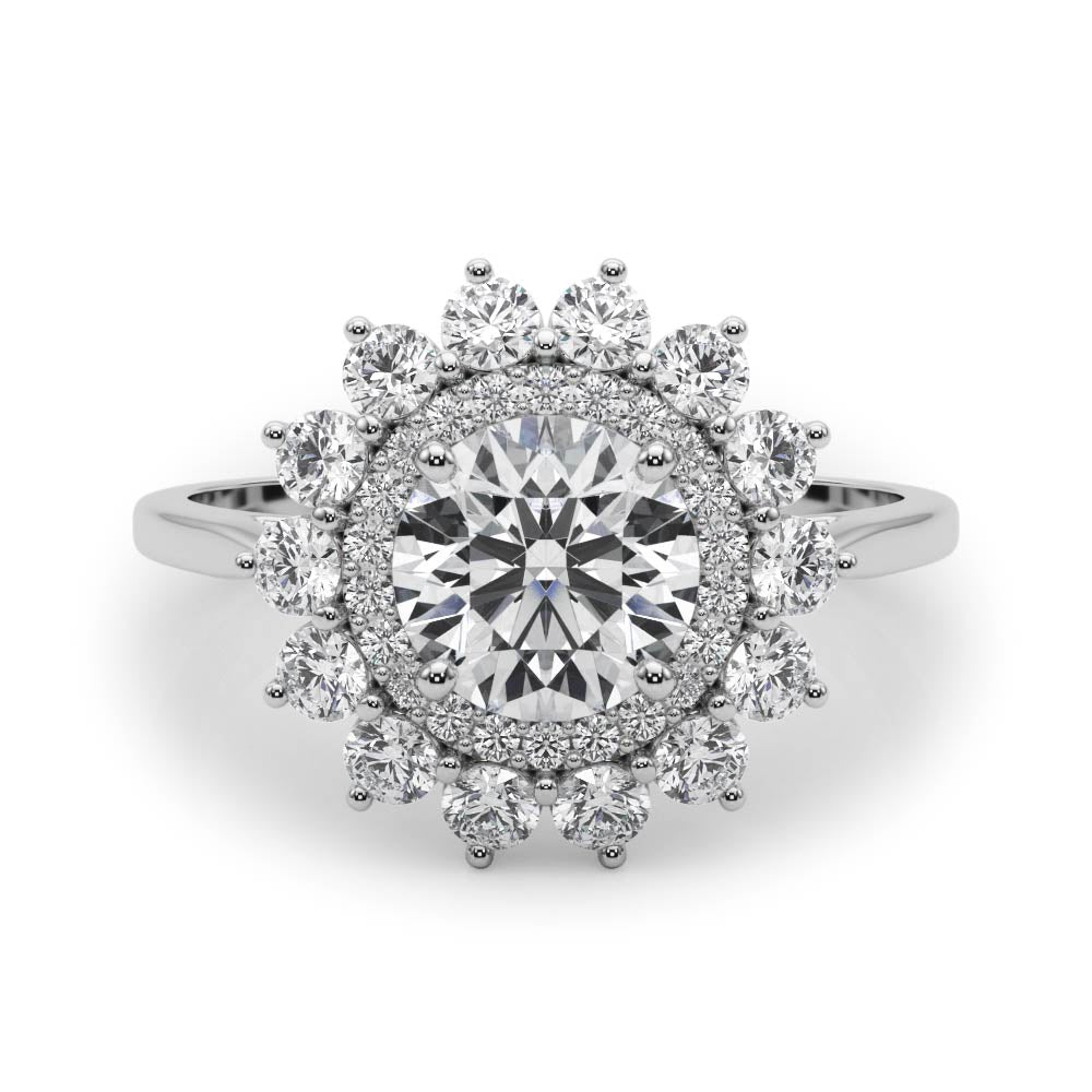 1.00ct F VS1 Celestial Round Lab-Grown Diamond Halo Engagement Ring in 14K Gold