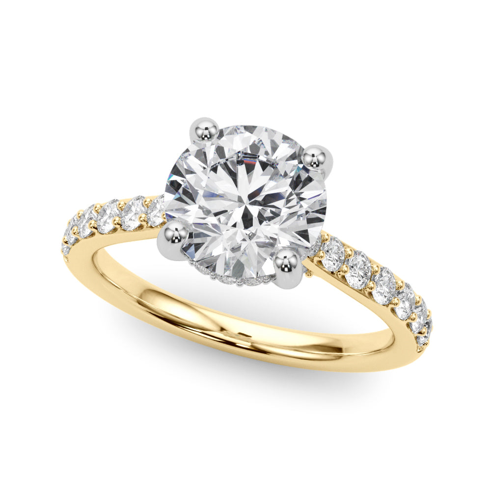 ENGAGEMENT RINGS HALO ROUND Center 2.00ct F VS2 0.34ctw 14k