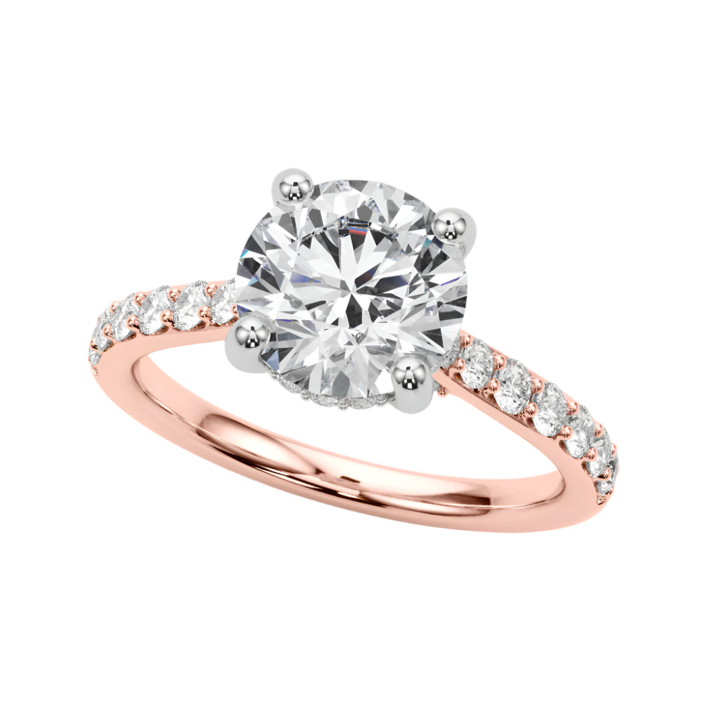 ENGAGEMENT RINGS HALO ROUND Center 2.00ct F VS2 0.34ctw 14k
